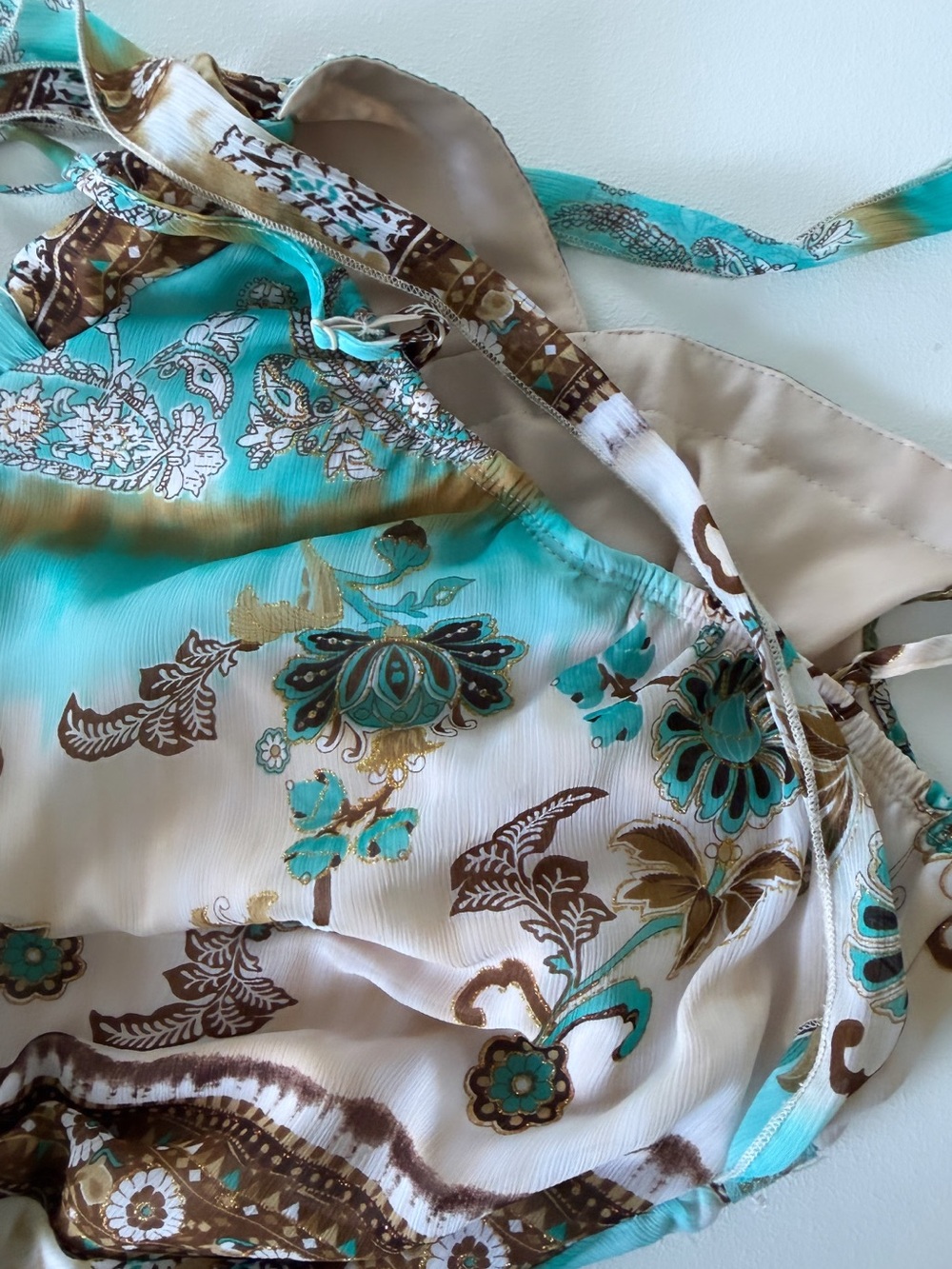 Vintage Y2K Limited Too Turquoise Paisley
Handkerchief Hem Dress - Picture 10 of 13